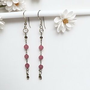Delicate Pink Bead Chain Dangle Earrings - Women's Jewelry